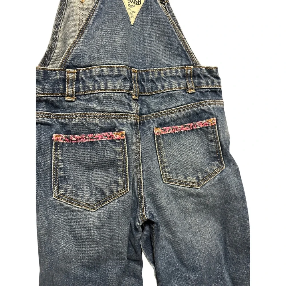 OshKosh B'gosh Denim Overalls Toddler‎ Baby Girls 18M Blue Floral Accents